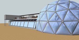 A rendering of Wird's earthship center in Denver.