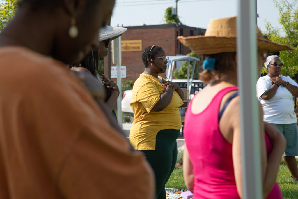 DejaJoelle leading Saturdays at Springboard: How We Heal, July 2021. Credit TJ Lor/JUAL Visuals.